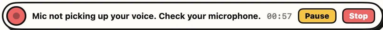 The Ducktate recording bar showing Recording Google Meet with pause and stop buttons